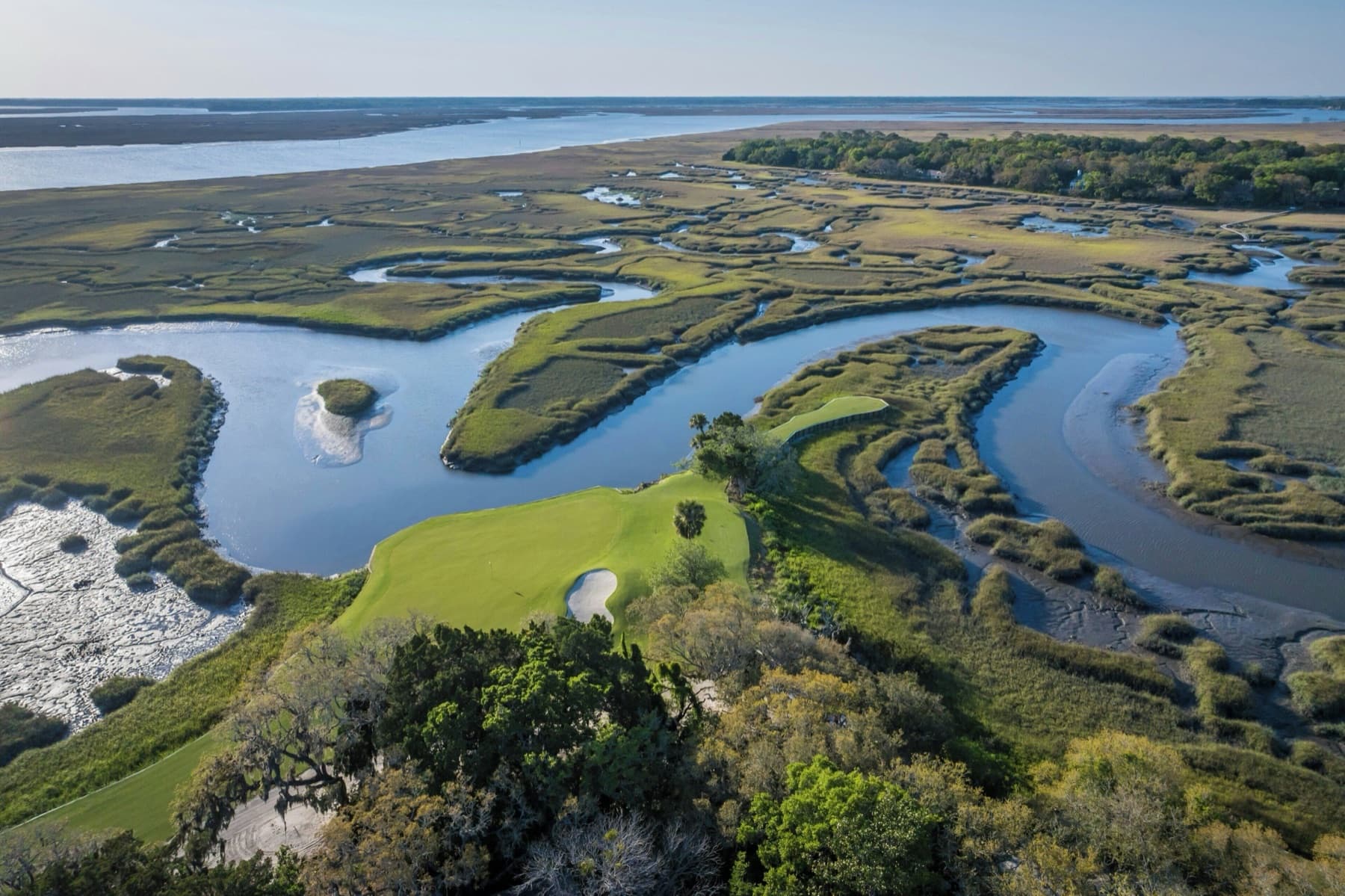 A green set among the tidal salt-marsh creeks that thread Oak Marsh