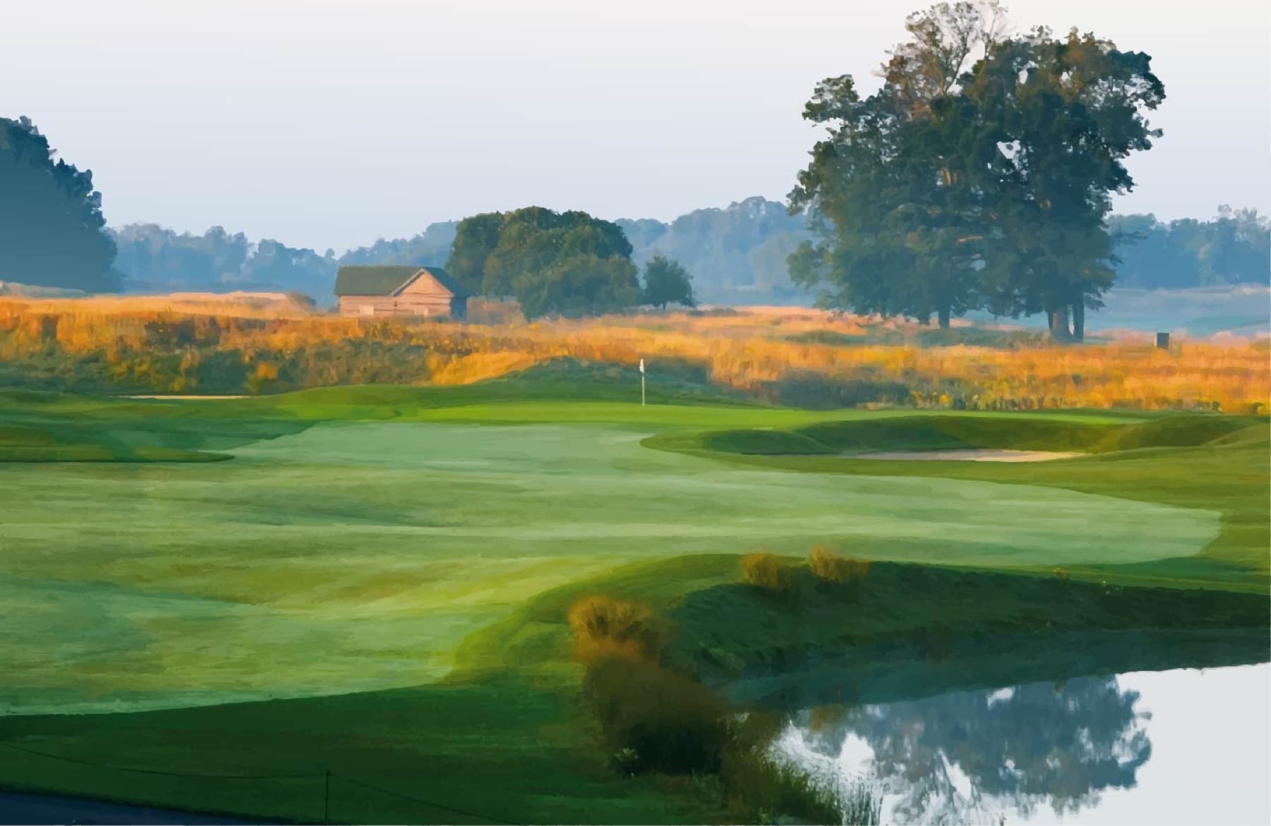 A green set against the farmstead and prairie of Meadow Valleys