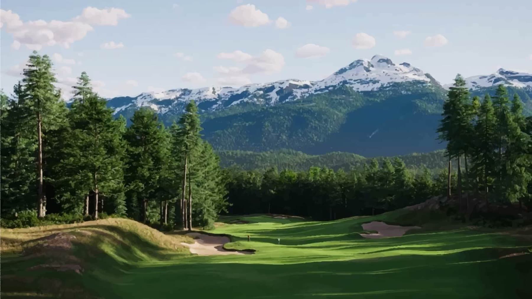 Cabot Pacific's mountain backdrop, under construction