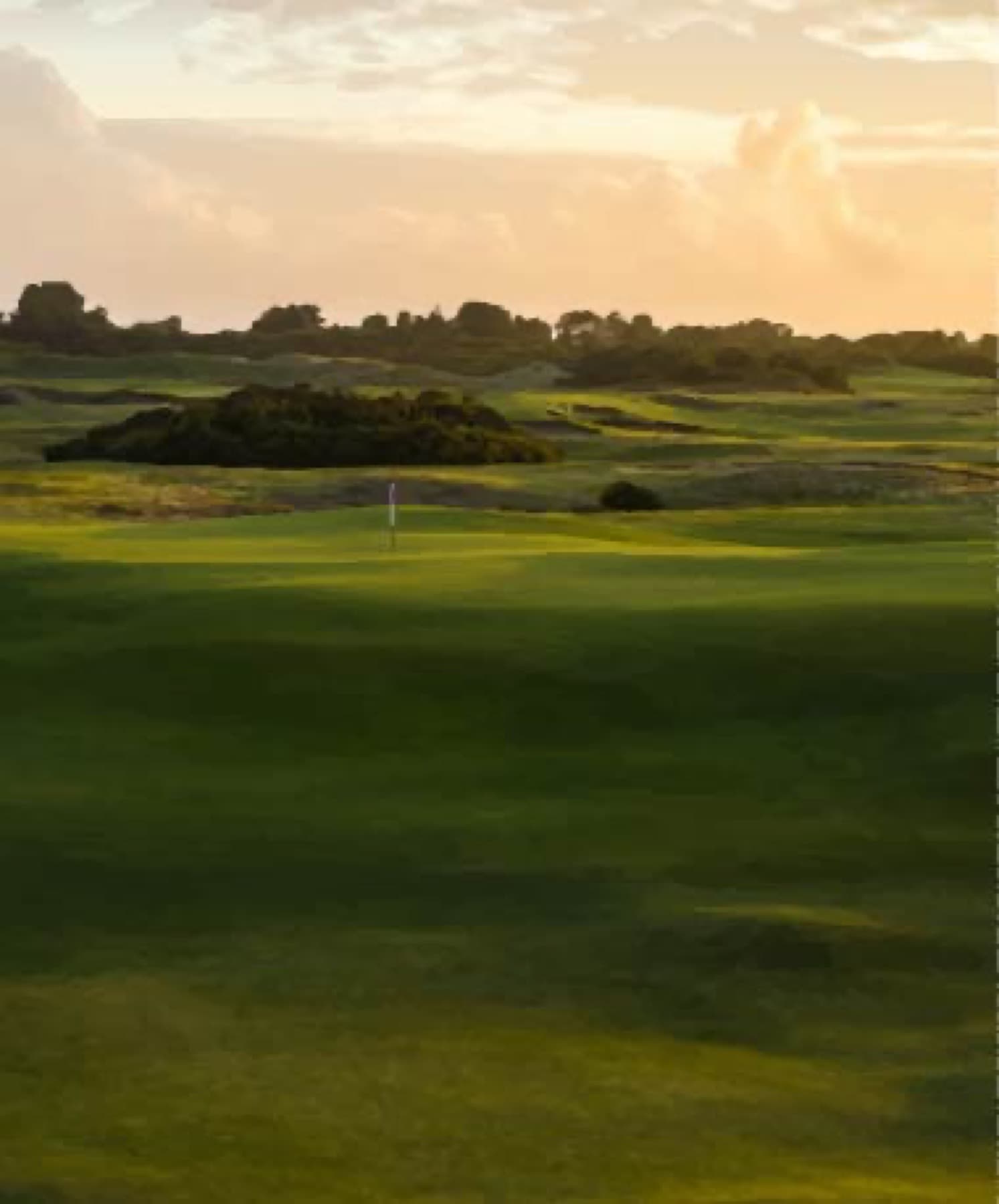Golden hour over Old Macdonald's wide fairways