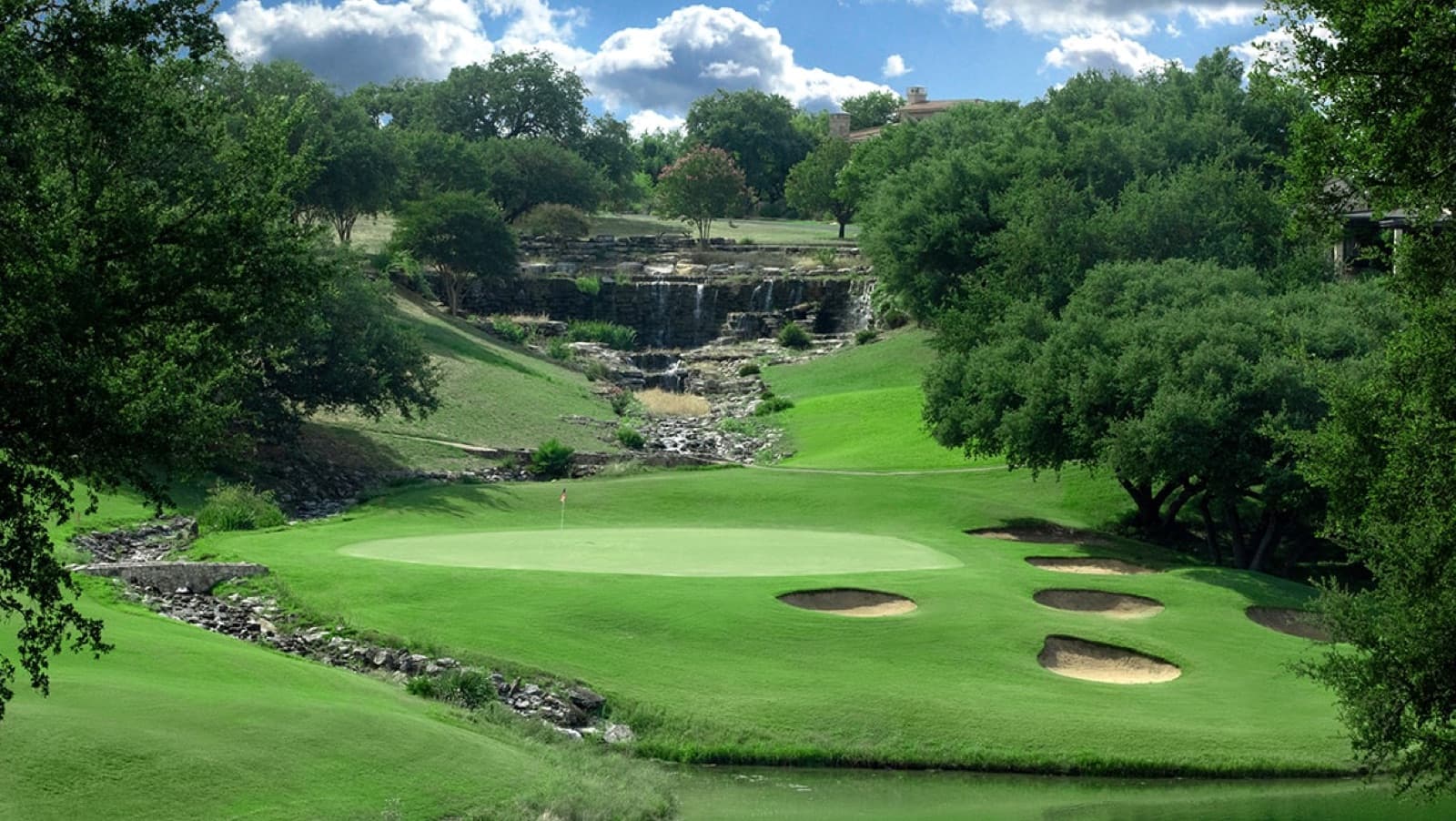 a canyon green below the falls at Palmer Lakeside