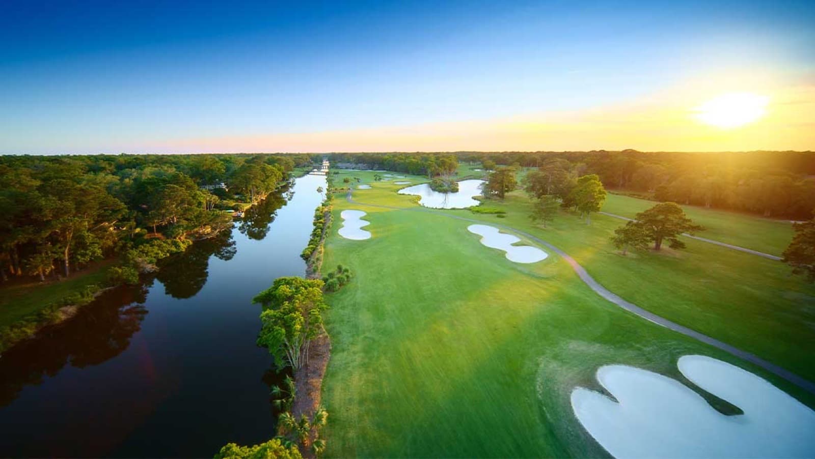 dawn over the 16th on the George Fazio course