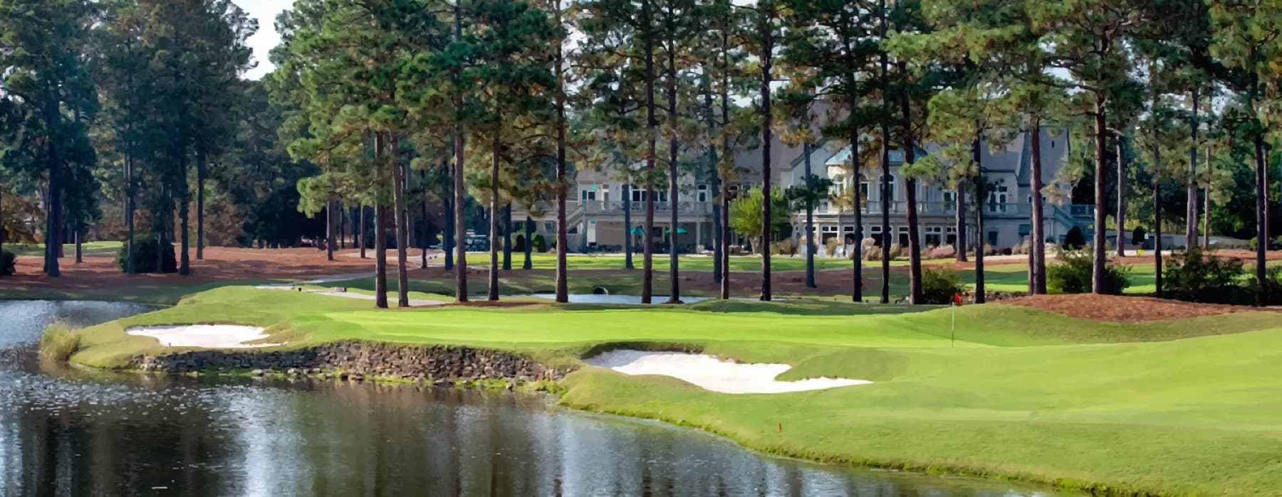 The pond green near Pinehurst No. 9's clubhouse