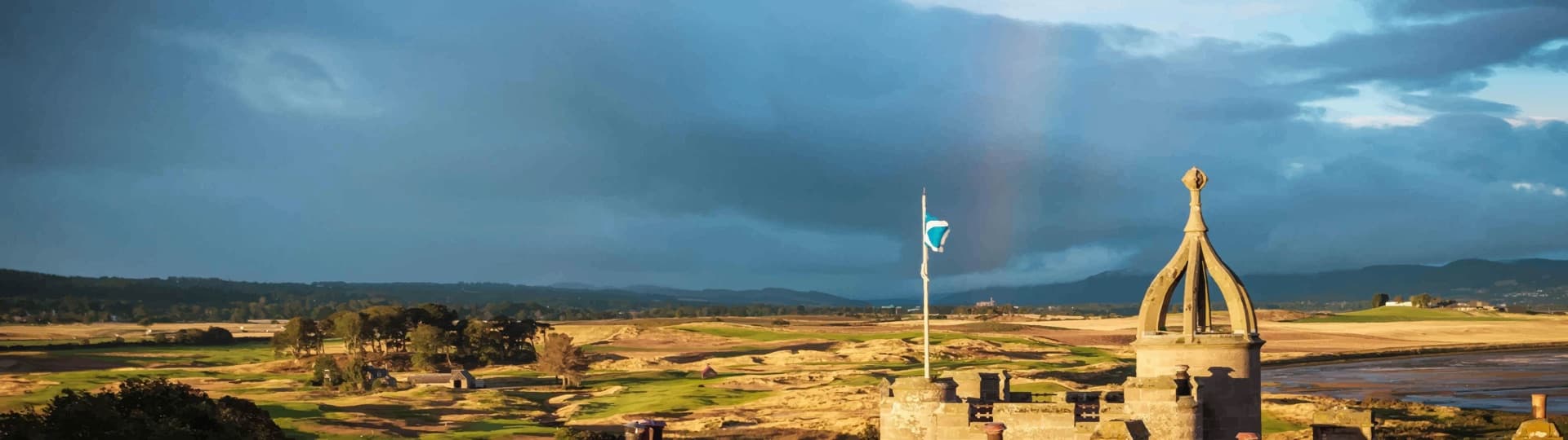 storm light over the links from Castle Stuart's tower