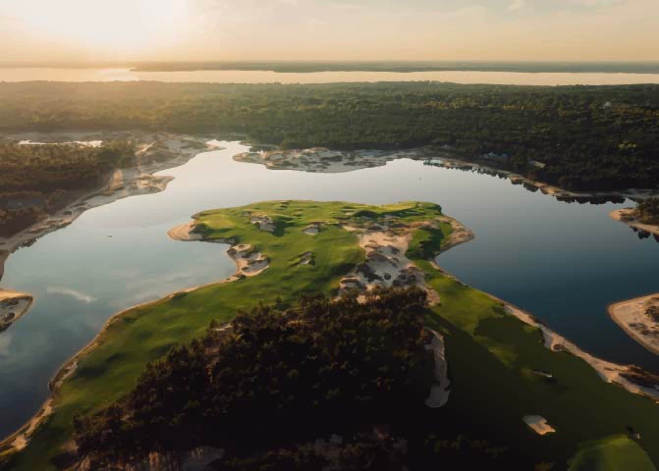 lakes and dunes around the Commons at sundown